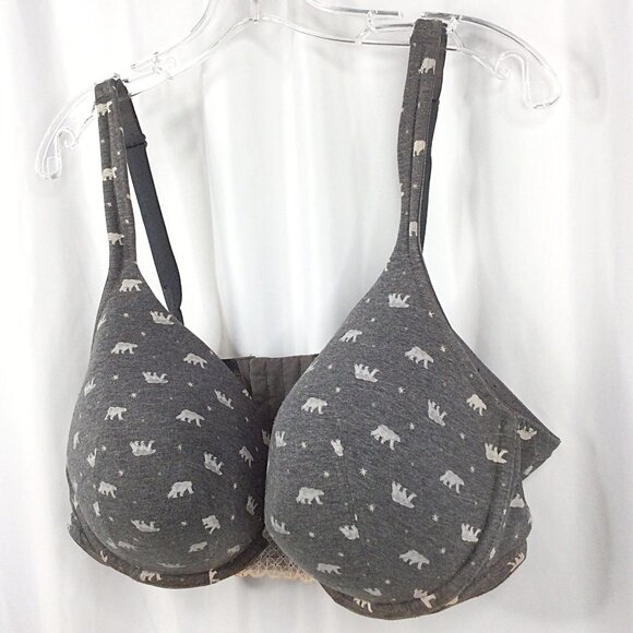 Cacique Lane Bryant Wired Lightly Lined Bra 44D Gray Polar Bear Print - Picture 3 of 13